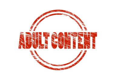 Beyaz arka plan üzerinde yetişkin içerik kırmızı pul 