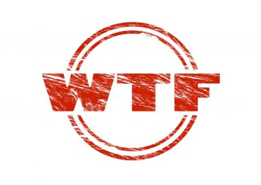 beyaz zemin üzerine kırmızı WTF damgası 