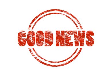 Beyaz arka plan üzerinde iyi haber kırmızı pul 