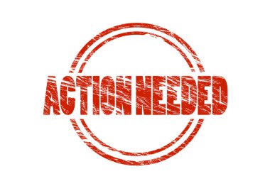 beyaz zemin üzerine kırmızı pul eylem gerekli 