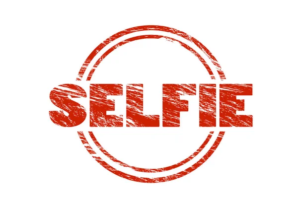 Selfie Selo Vermelho Fundo Branco — Fotografia de Stock