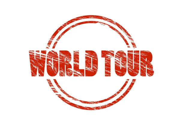World Tour Rode Stempel Witte Achtergrond — Stockfoto