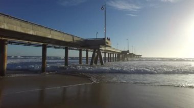 Venedik balıkçılık iskele, Marina del Rey, California günbatımı sırasında