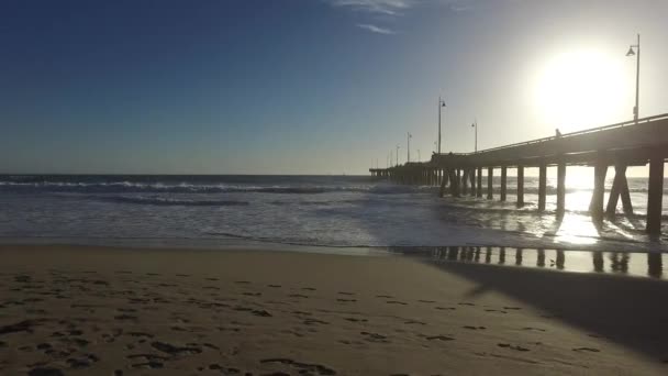 Velence halászati Pier, Marina del Rey, California során naplemente — Stock videók