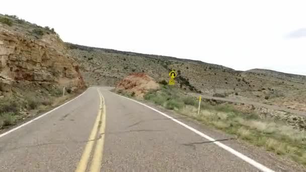 Incredibly beautiful spring landscape in Utah. Road driving POV. Geological formation weather water erosion. Nature ecological sensitive landscape and tourist destination — Stock Video