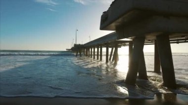 Venedik balıkçılık iskele, Marina del Rey, California günbatımı sırasında