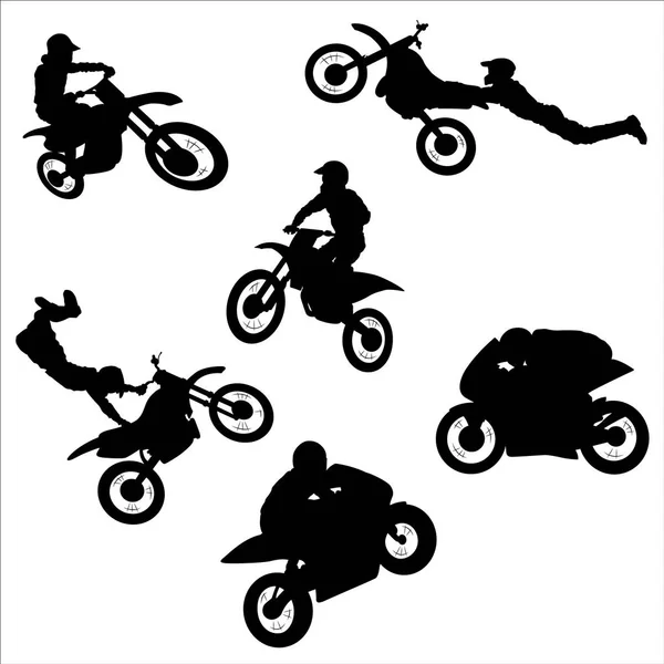 Extreme Motorbike Rider Silhouettes - Vector Illustration — стоковый вектор