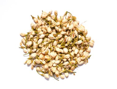 Beyaz arka plan üzerinde izole Yasemin çiçeği çayı