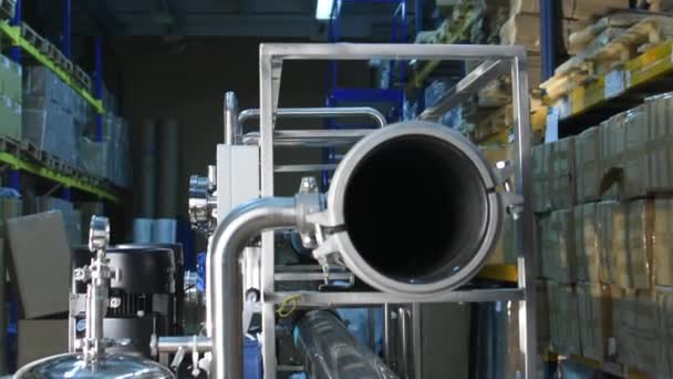 Pharmaceutical technology equipment facility for water preparation, cleaning and treatment at pharmacy plant. — Stock Footage Pharmaceutical Technology Equipment Facility Water Preparation Cleaning Treatment Pharmacy Plant Royalty Free Stock Video