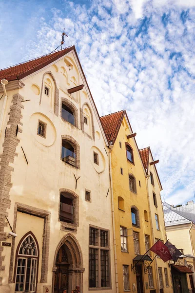 Tallinn Estónia Agosto 2018 Edifício Três Casas Irmãs Centro Histórico — Fotografia de Stock