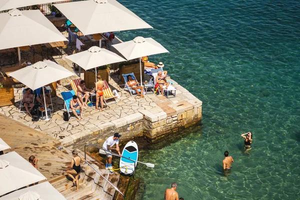 Corfu Grecia 2019 Spiaggia Faliraki Alecos Bagni Balneazione Pubblica Con — Foto Stock