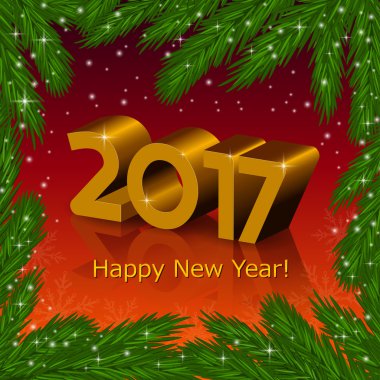 Yeni yıl 2017 ve köknar ağacı çerçeve