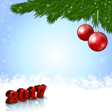 Yeni yıl 2017 arka plan baubles ile