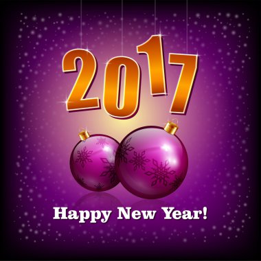 Menekşe baubles ve 2017 yeni yıl sayıları