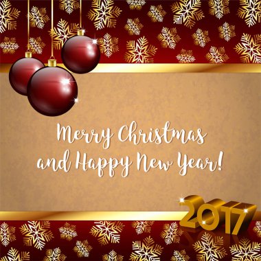 kar taneleri ve baubles Noel arka plan