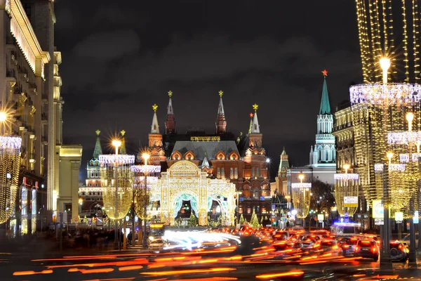 새 해의 이브에 밤 모스크바 크렘린 — 스톡 사진