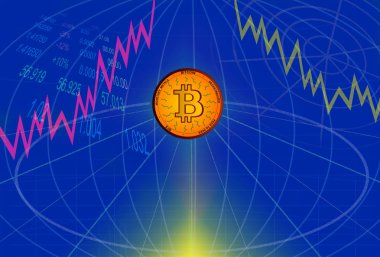 Altın Bitcoin dijital para birimi. Fütüristik para