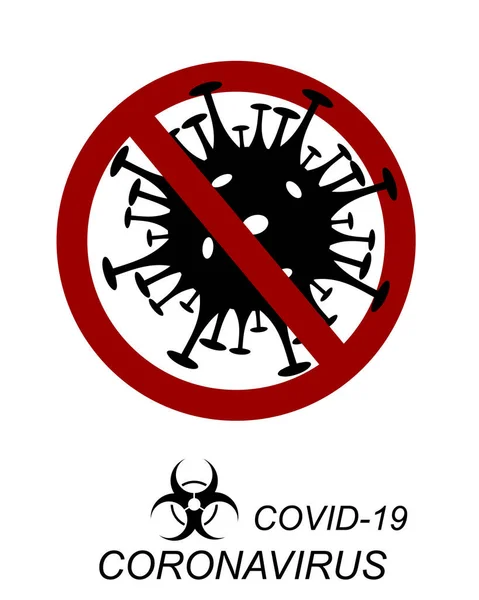 Prohibitory Red Sign Virus Spread Coronavirus Pandemic Biohazard Covid Vector — Stock Vector