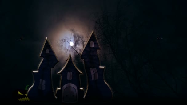 Flying Witches Brooms Nightly Scary Forest Light Full Moon Old — Stock Video