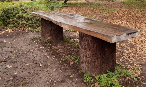 Rustic wood slab picnic table