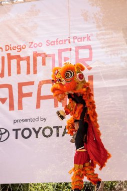 Çin aslanı San Diego Hayvanat bahçesinde gerçekleştirilen gösteri dans