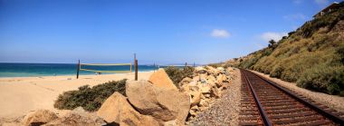 San Clemente devlet plajda kum üzerinde net Voleybol