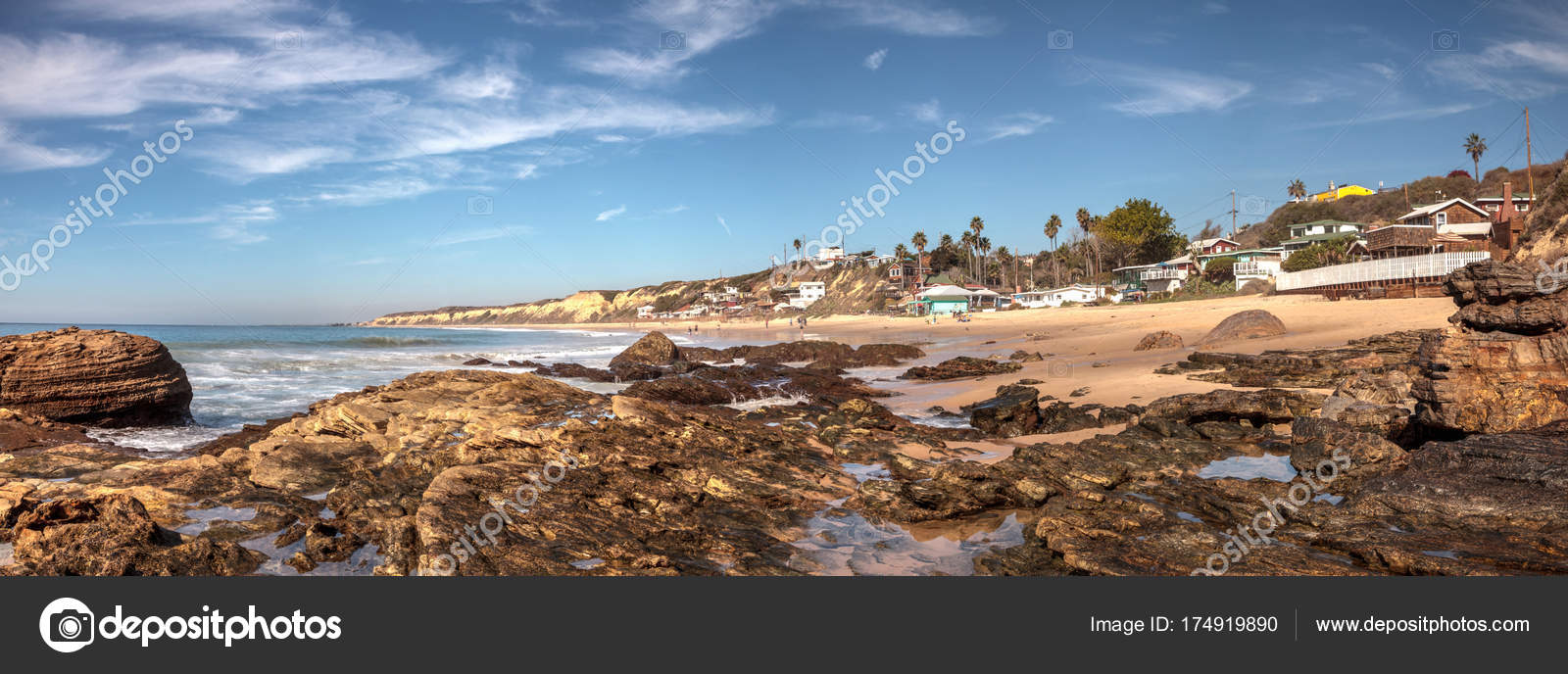 Rocky Shore With Beach Cottages Lining Crystal Cove State Park B