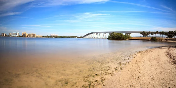 Vista da praia da ponte Sanibel Causeway, — Fotografia de Stock