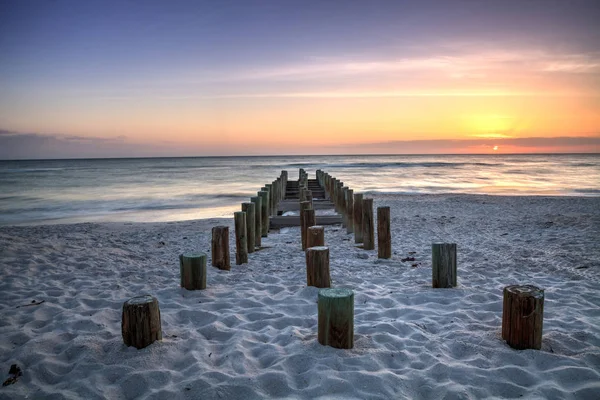 Ruïnes Van Het Oude Napels Pier Bij Zonsondergang Oceaan Het — Stockfoto