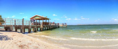 Sanibel, Florida, USA - February 22, 2020: Sanibel City Pier at Lighthouse Beach Park in Sanibel, Florida