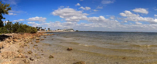 Puente Calzada Sanibel Fondo Del Parque Las Islas Causeway Sanibel — Foto de Stock