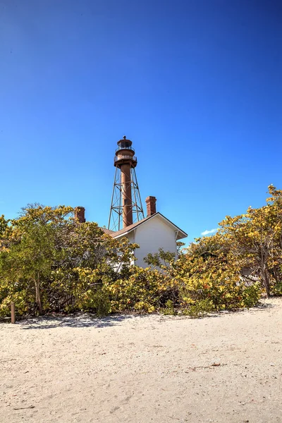 Arena Blanca Que Conduce Faro Lighthouse Beach Park Sanibel Florida — Foto de Stock