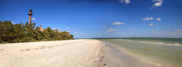 Areia Branca Que Leva Farol Lighthouse Beach Park Sanibel Flórida — Fotografia de Stock