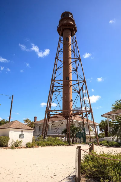 Biały Piasek Prowadzący Latarni Morskiej Parku Lighthouse Beach Sanibel Florydzie — Zdjęcie stockowe