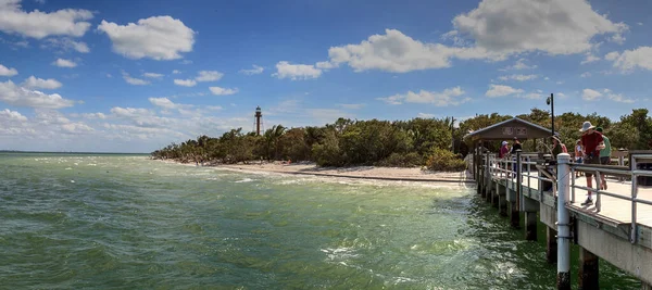 Arena Blanca Que Conduce Faro Lighthouse Beach Park Sanibel Florida — Foto de Stock