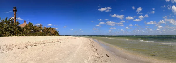 Areia Branca Que Leva Farol Lighthouse Beach Park Sanibel Flórida — Fotografia de Stock