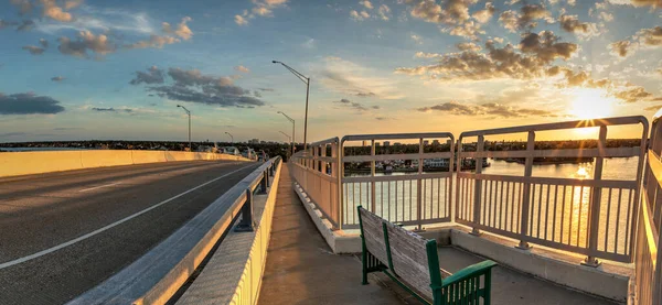 Vista Banco Atardecer Dorado Puente Jolley Marco Island Florida —  Fotos de Stock