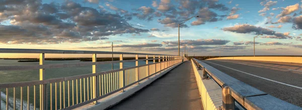 Vista Banco Pôr Sol Dourado Ponte Jolley Marco Island Flórida — Fotografia de Stock