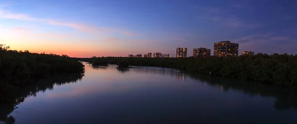 Nuit Tombe Après Coucher Soleil Sur Clam Pass Alors Que — Photo