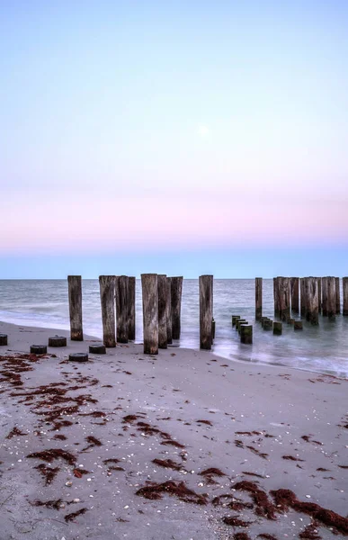 Muelle Dilapidado Que Conduce Océano Playa Port Royal Nápoles Florida — Foto de Stock