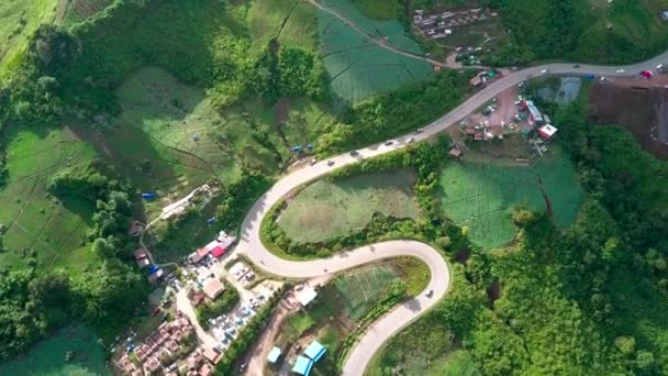 Landschap Natuur Thailand Luchtfoto Landschap Van Vliegende Drone Berg Phu — Stockvideo