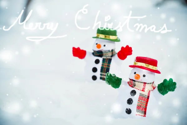 Muñeco de nieve y amigo Bienvenido temporada de Navidad . — Foto de Stock