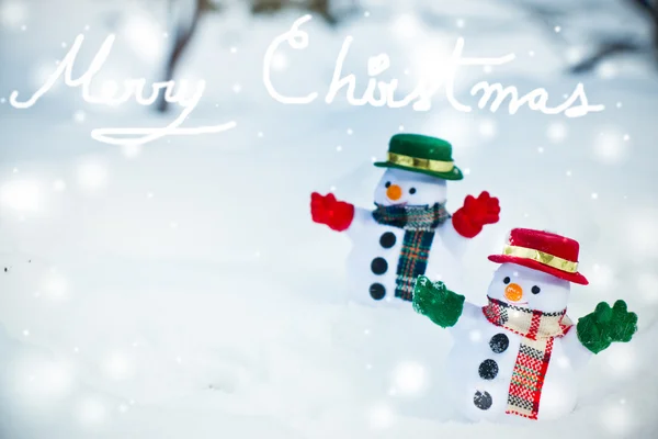 Muñeco de nieve y amigo Bienvenido temporada de Navidad . — Foto de Stock
