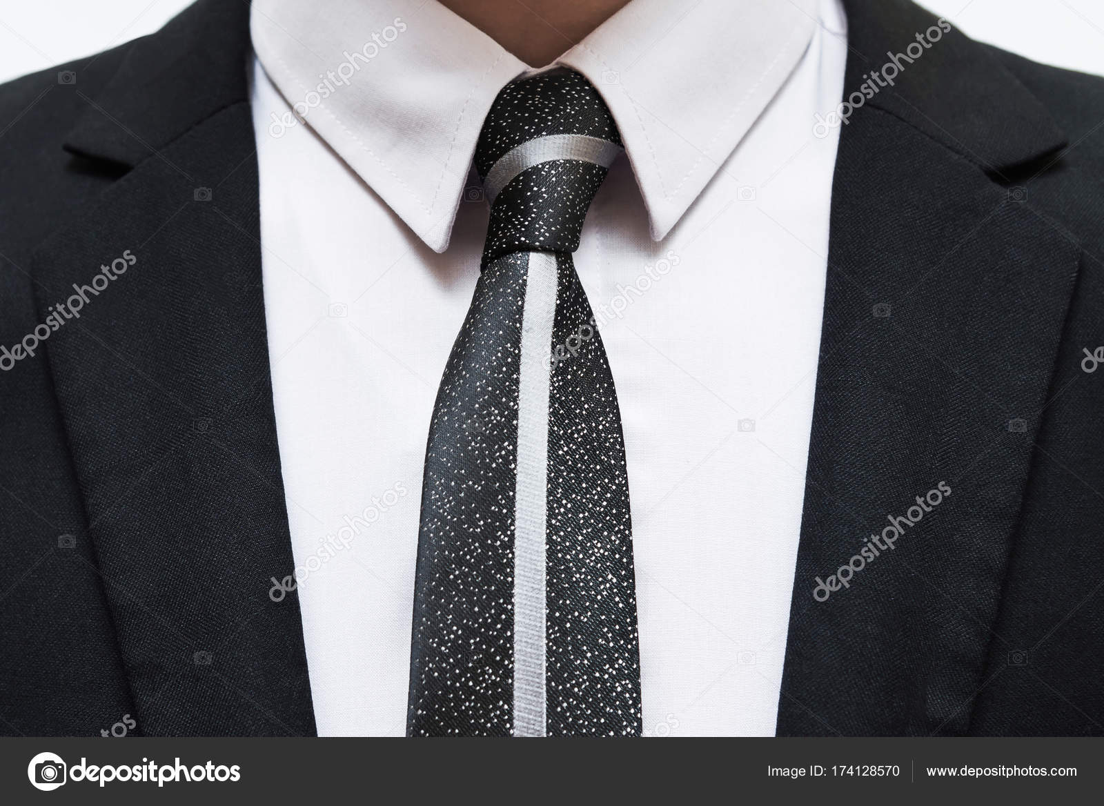 dark shirt with black suit