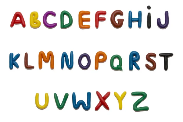 Renk plastiksi alfabesi, izole — Stok fotoğraf