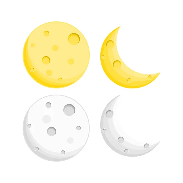 Vector Illustration Moon Yellow White Color — Stock Vector