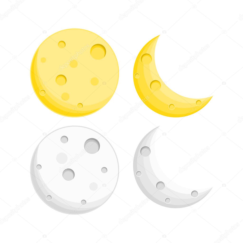 vector illustration moon yellow and white color