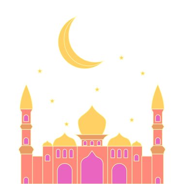 Vektör İllüstrasyonu, Ramazan için Cami Düz Tasarımı