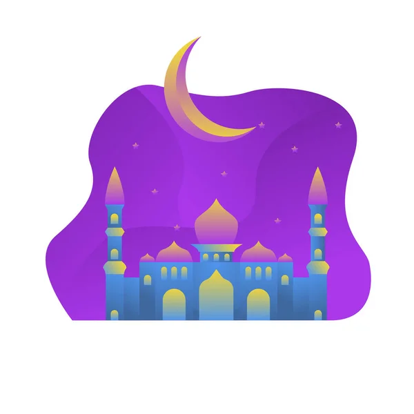 Ilustración Vectorial Diseño Plano Mezquita Para Ramadán — Vector de stock