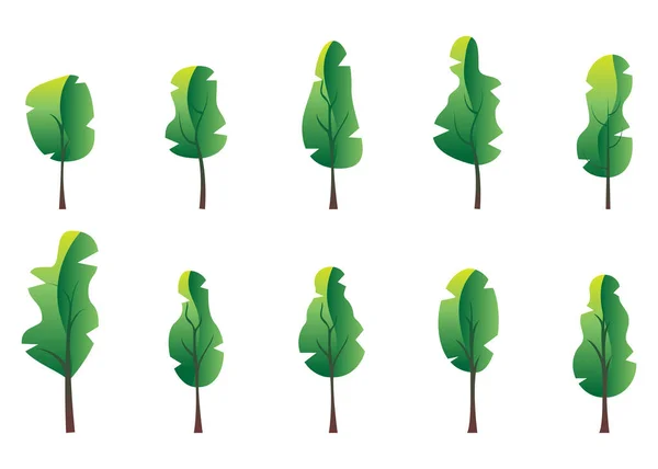 Εικονογράφηση Διάνυσμα Μιας Βαθμίδας Πράσινο Και Κίτρινο Δέντρο Επίπεδη Σχεδίαση — Διανυσματικό Αρχείο